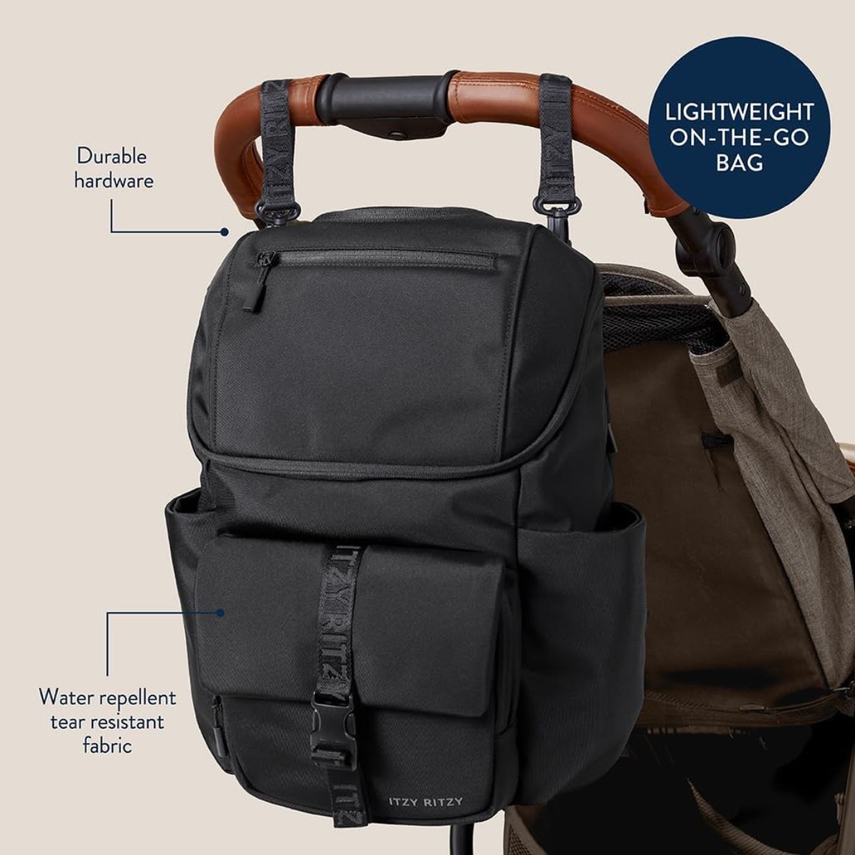Itzy Ritzy Belong Bucket Backpack Diaper Bag - Black - Durable and Comfortable for Daily Use