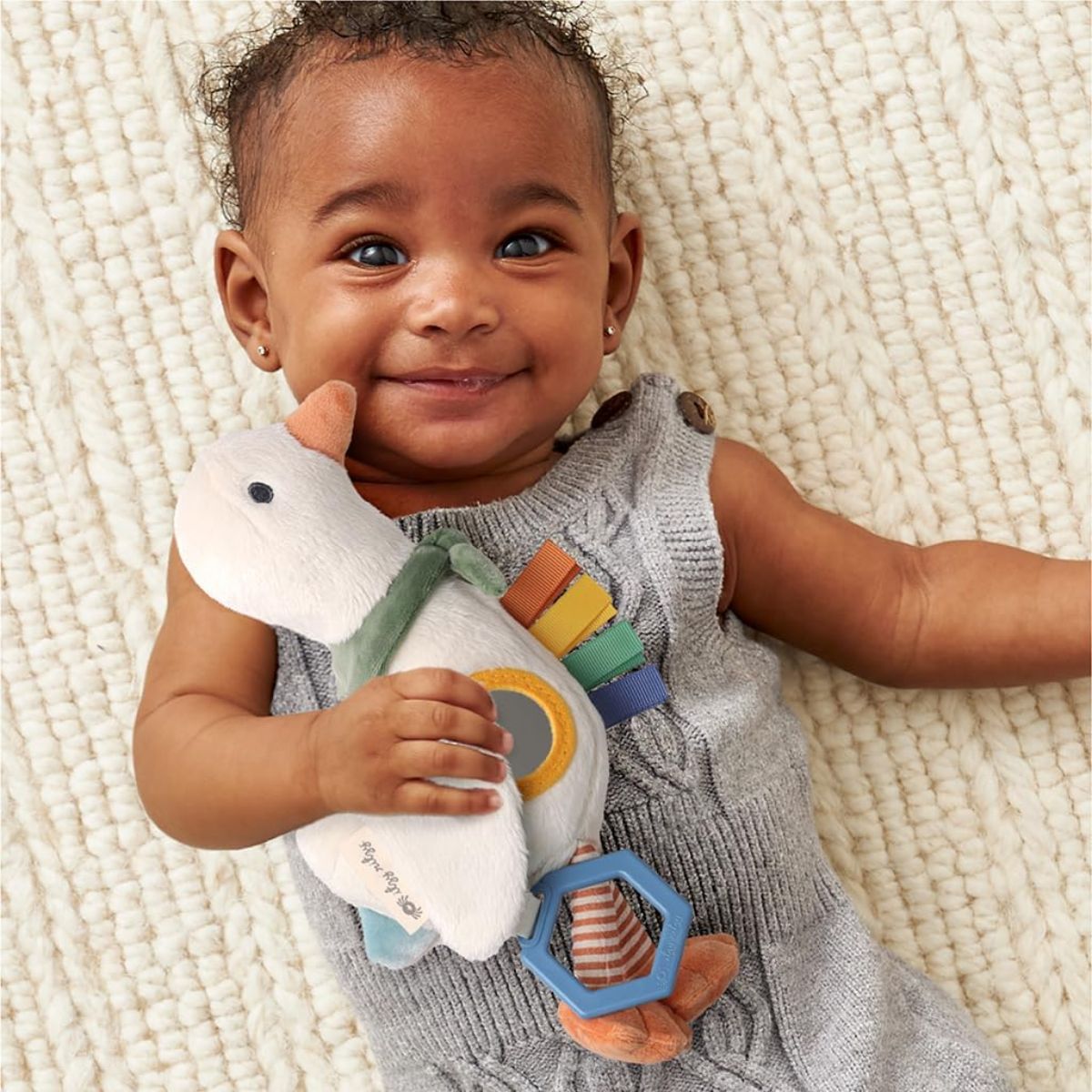 Itzy Ritzy Bitzy Traveler Developmental Sensory Toy - Gracie the Goose - Multi Sensory Stimulation