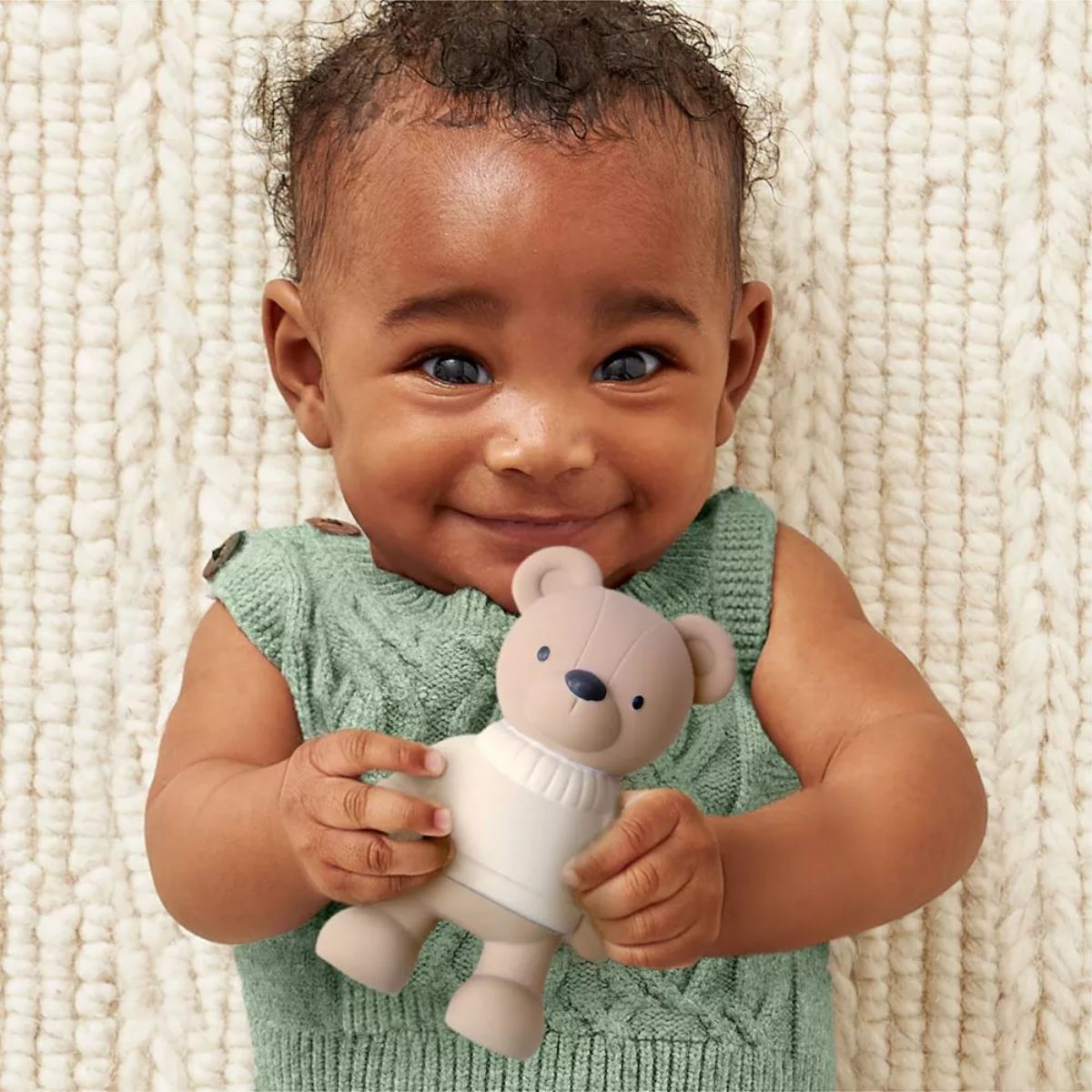 Itzy Ritzy Comfort Chew Natural Rubber Baby Teether & Toy - Bear - Hygienic and Durable Design