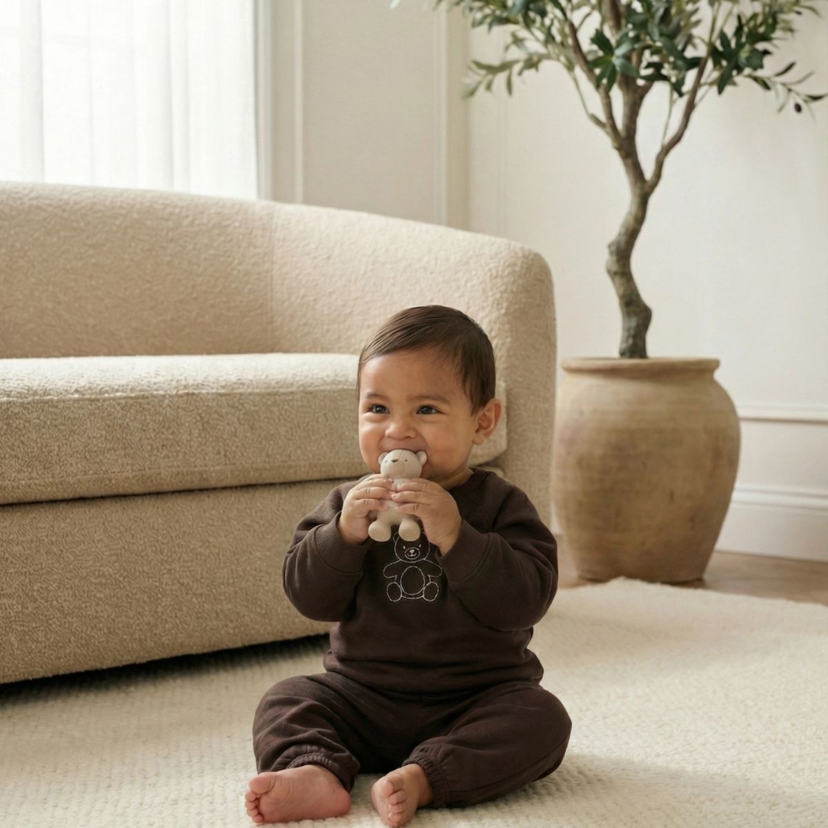Itzy Ritzy Comfort Chew Natural Rubber Baby Teether & Toy - Bear - Effective Teething Relief
