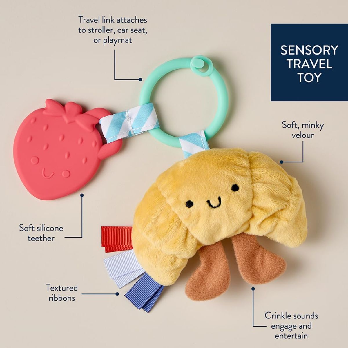Itzy Ritzy Itzy Pal Infant Toy - Chloe the Croissant - Comfort and Teething Relief