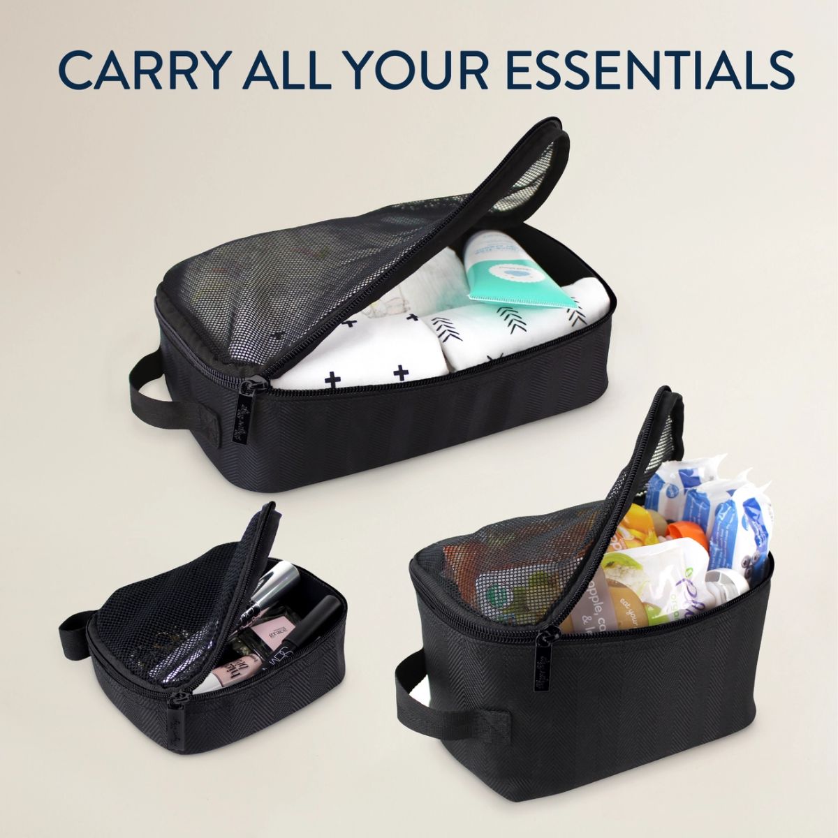 Itzy Ritzy Pack Like A Boss Packing Cubes - Matte Black - Quick Visibility Design