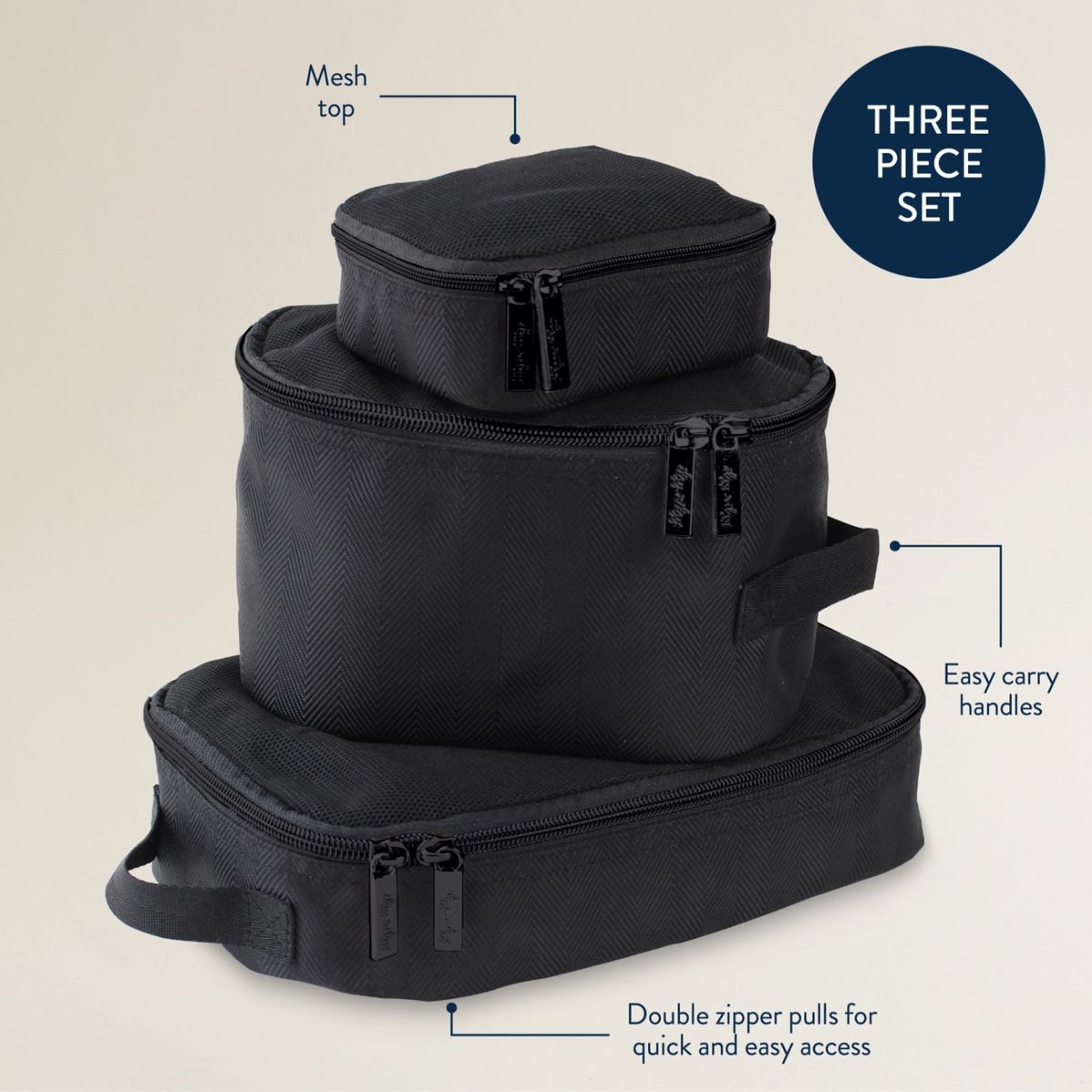 Itzy Ritzy Pack Like A Boss Packing Cubes - Matte Black - Smart and Efficient Organization